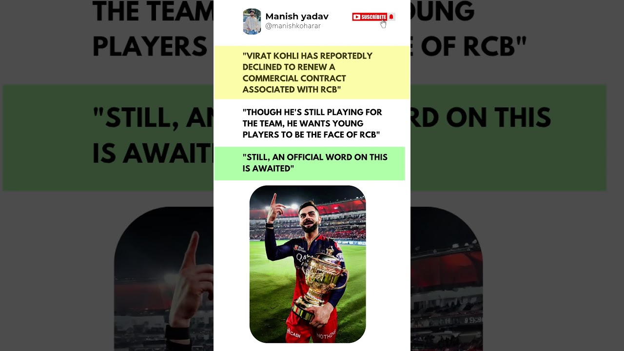 A New Era for RCB? 🤔 Kohli steps back from commercial face, focusing on young talent! 🌟