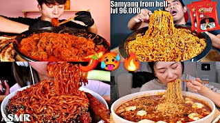 Different Kind Of EXTREMELY SPICY NOODLES Eat By Mukbangers! 🍜🌶️🔥🥵😵