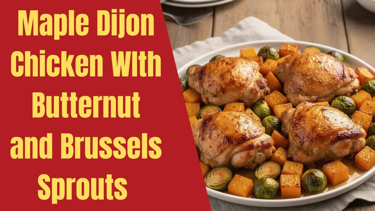 Простой рецепт на будний вечер: курица под кленовым дижонским соусом, мускатная тыква и брюссельс...
