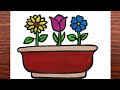 Different Types of Flower Pot Drawing | Easy Flower Pot Designs for Kids #flowerpot