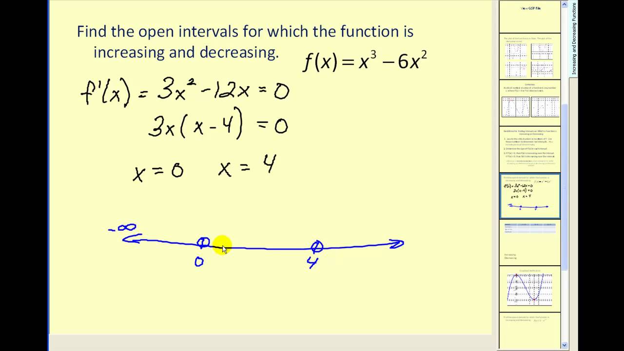 Determining where a function is increasing and decreasing using the