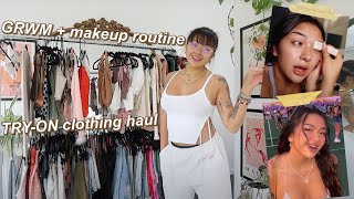 GRWM for my wedding + waxing my own eyebrows + try-on clothing haul (◕‿-)