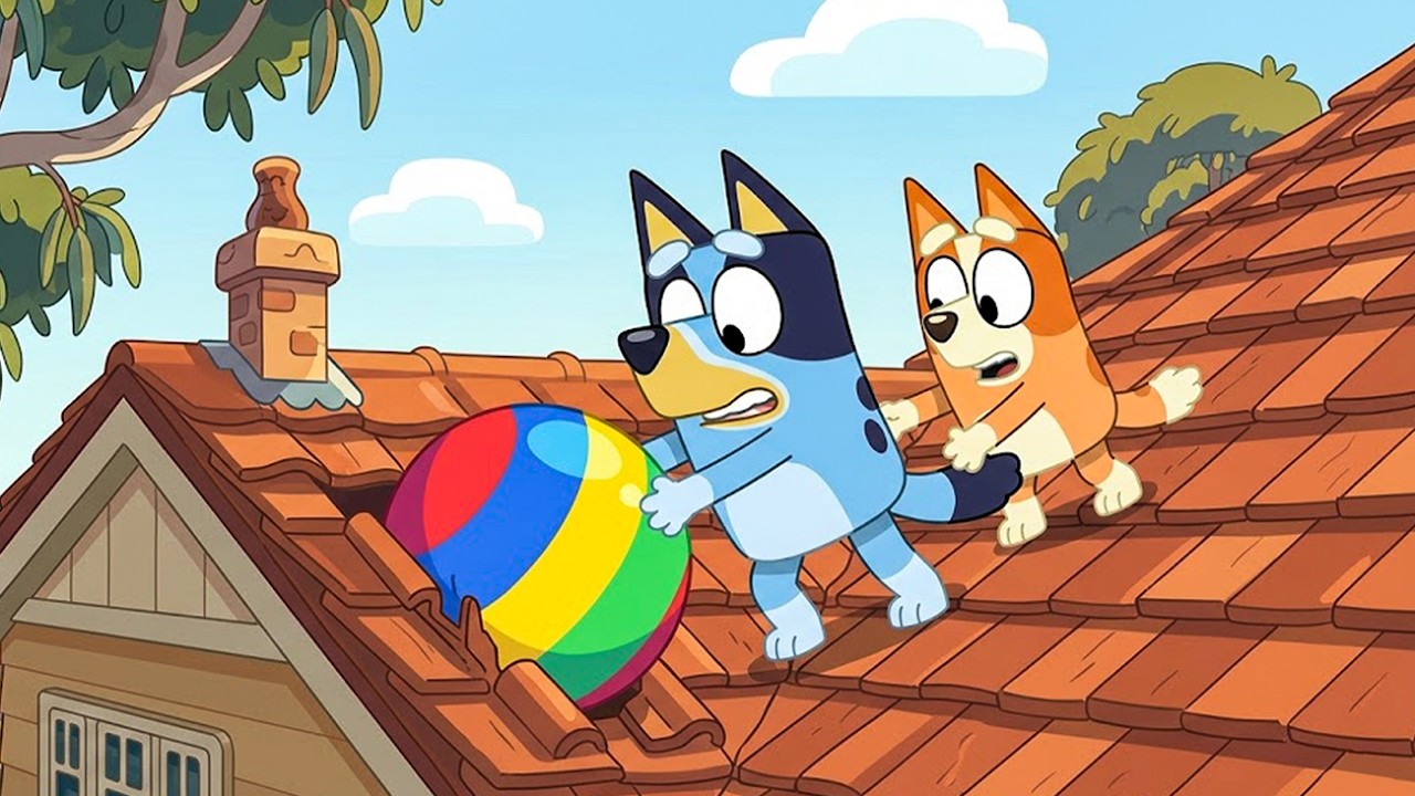 Bluey & Bingo’s Dangerous Rooftop Ball Rescue! ⚽🏠 | Fun Bluey Animation ...