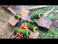 Fresh Chicken Recipe In Forest | How To Prepare Bamboo For Bamboo Chicken | Bongu Chicken Making