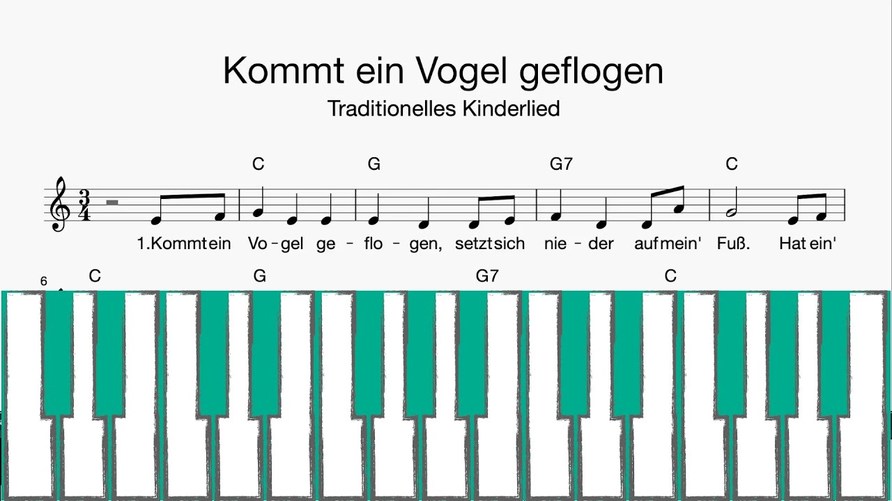 Mark Forster Kommt Ein Vogel Geflogen Text Klavier: Kommt ein Vogel geflogen (Klaviatur, Melodie, Akkorde, Text