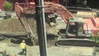 Backhoe on Pipeline Project in S.F. (April 2013)