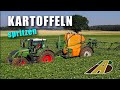 Kartoffelanbau  spritzen mit Traktor Fendt Amazone Spritze Landwirtschaft Potato cultivation Germany