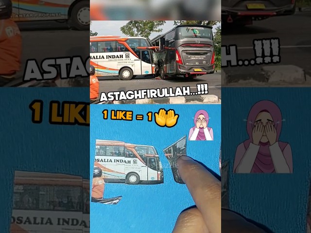 Astaghfirullah!!! bus telolet basuri masih ada penumpang #truck #crash #shorts class=