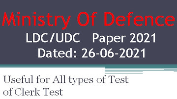 MOD LDC UDC Today Paper | MOD LDC UDC Paper 26-06-2021 Solved | Ministry of Defence Paper InfoUstaad