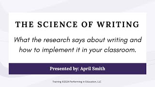Science of Writing Training: Saturday Session