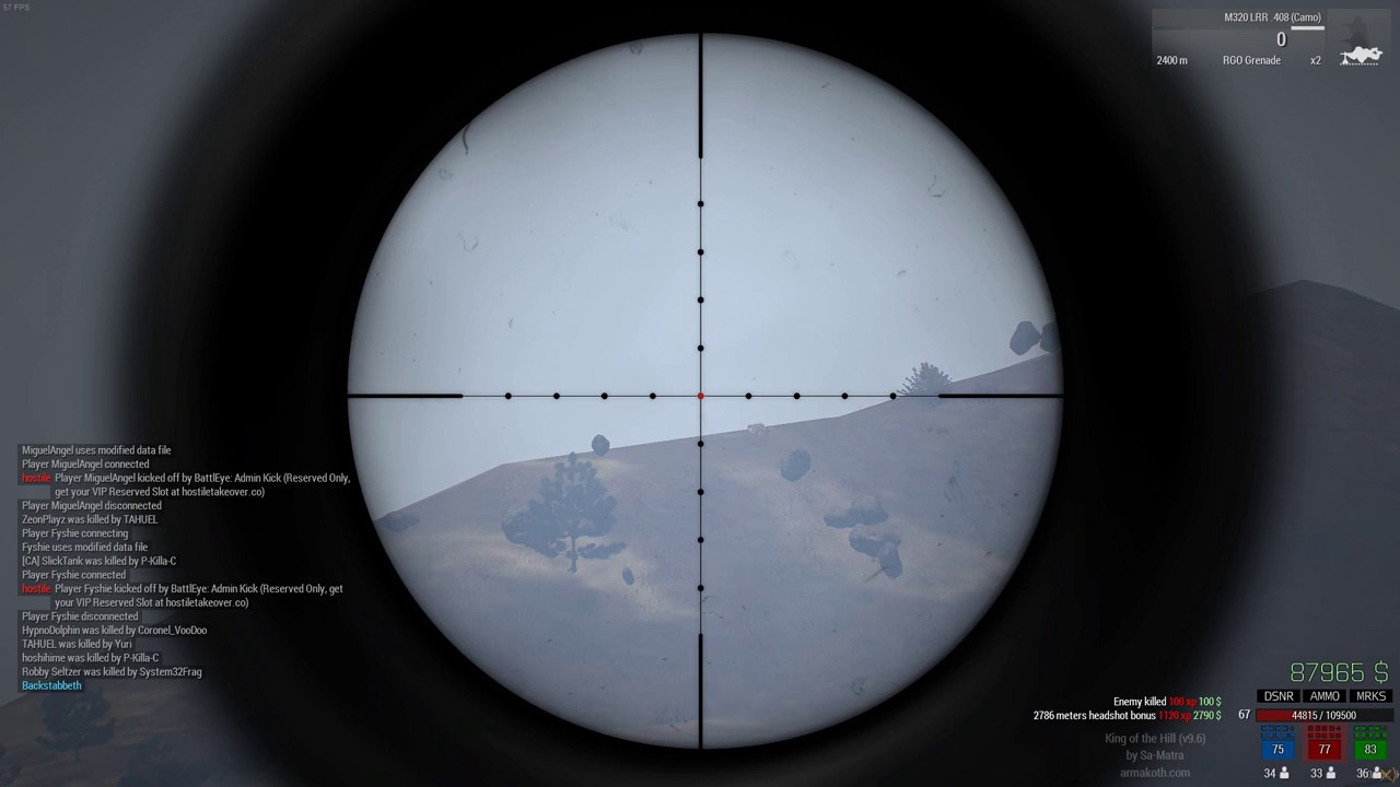 ArmA 3 long range 2786 meter headshot! With my last bullet on KOTH US#2 Infantry