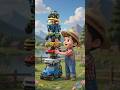Farmer Boy Builds the Tallest Toy Car Tower Ever! 🚗🌾 | Farmer 3D USA #shorts #viral #trending