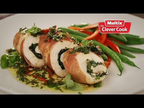 Chicken spinach and prosciutto involtini