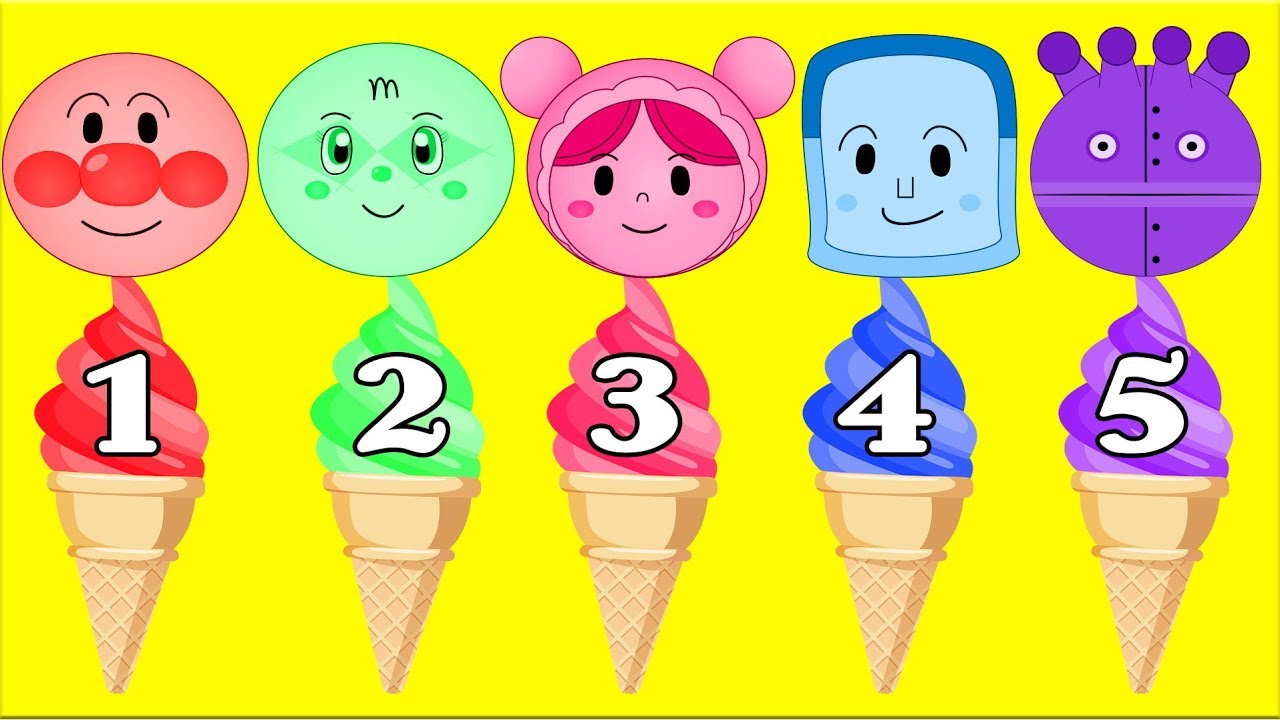 アンパンマン アイスクリームで色を学ぶ 赤ちゃん泣き止む 子供向け動画 Youtube