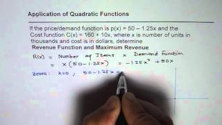 1 Find Maximum Revenue From Demand and Cost Application Quadratic Functions