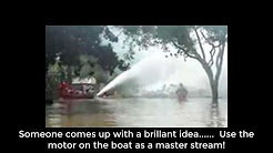 Firefighters battle house fire with a Outboard Jet Motor Houston Texas Hurricane Harvey