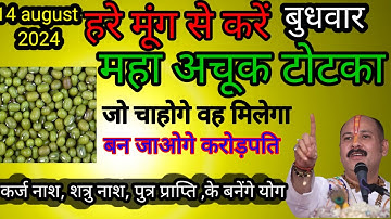 14 अगस्त सावन बुधवार नवमी तिथि के दिन 5 हरे मूंग के दाने वाला उपाय जरूर करे || Pradeep Ji Mishra