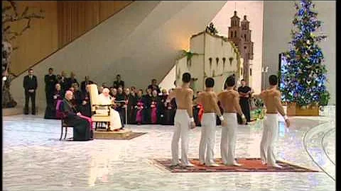 Circus trapezists perform for Pope Benedict XVI in...
