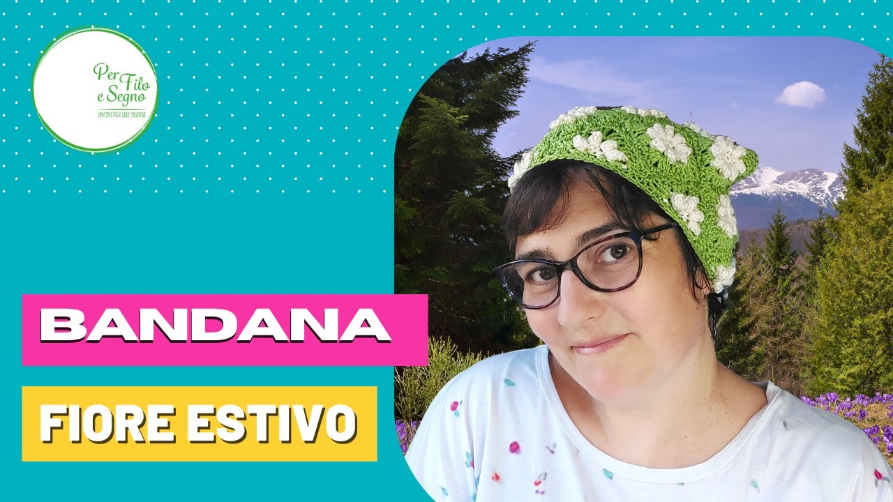 Bandana Fiore Estivo - come realizzare una bandana con i moduli all'uncinetto 🌸
