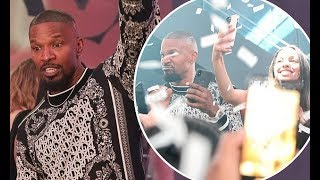 Jamie Foxx looks in high spirits as he parties alongside daughter Corinne and stars in Miami