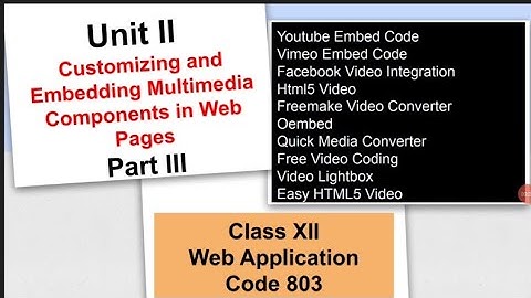 Class 12| Web Application| Unit 2(CUSTOMIZING & EMBEDDING MULTIMEDIA COMPONENTS IN WEB PAGES)-Part 3