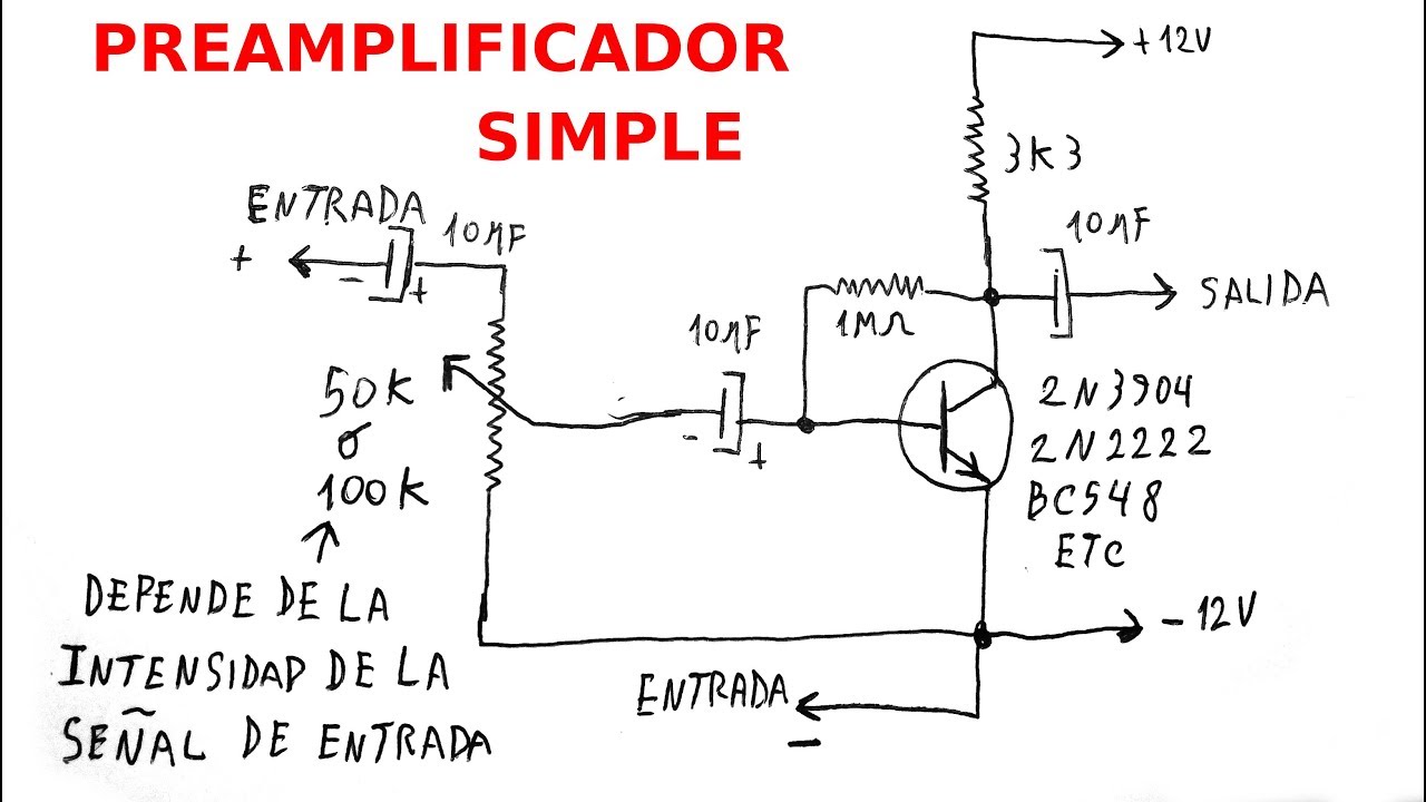 Como hacer PRE AMPLIFICADOR para MICROFONO electret diagrama en el