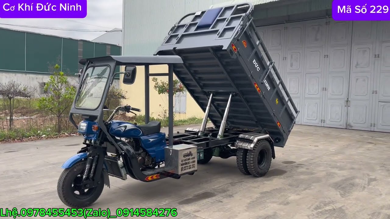 Xe Ba Bánh Máy Xăng 250cc.Cầu Số Huyndai 1tấn25.Bánh Đôi 550-13 Siêu Khoẻ.Cơ Khí Đức Ninh