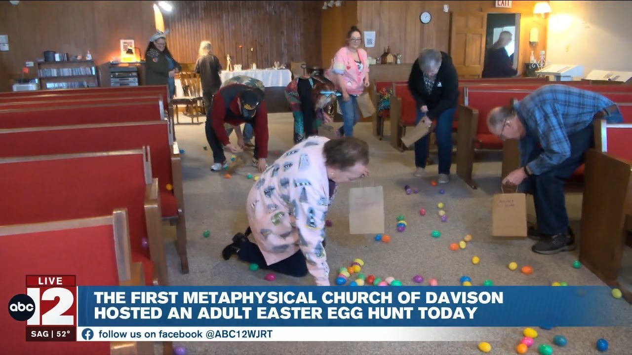 Davison church hosts adult Easter egg hunt - YouTube