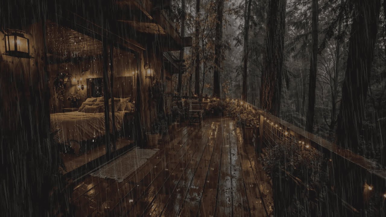 Night Rain at the Forest Cabin 🌧 | Drift Into Deep Sleep with Calm ...