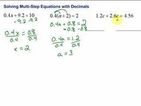 Lesson 7 3 Solving Multi Step Equations With Decimals Youtube