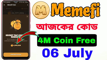 Memefi Daily 4M Coins Code | Memefi Secret Combo Code | 6 July 2024 |