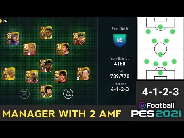 Best Manager With 4 1 2 3 Formation In Pes 21 Mobile Two Amf Manager Pes 21 Youtube
