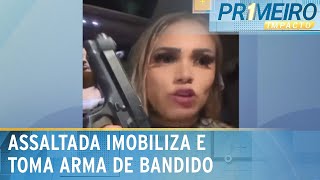 Mulher dá “mata-leão” em criminoso, pega arma e impede assalto | Primeiro Impacto (22/04/25)