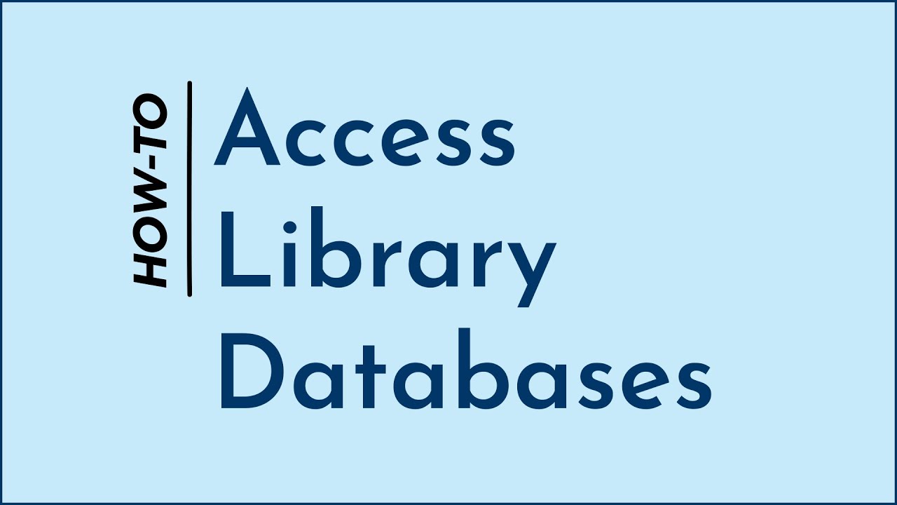 How to Access Library Databases (Lone Star College) - YouTube