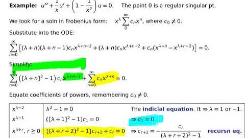 Frobenius method for solving a linear ordinary differential equation