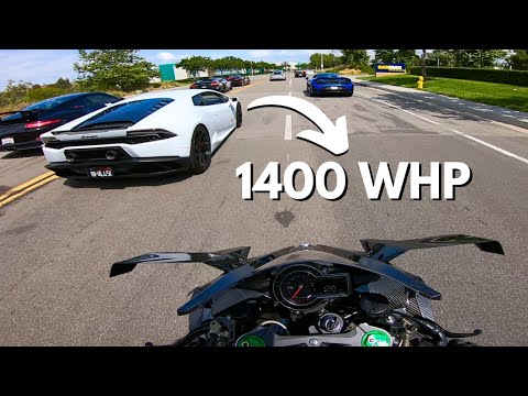 Riding My Ninja H2R with Supercars!