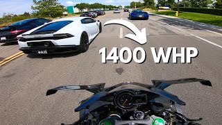 Riding My Ninja H2R with Supercars!