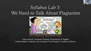 Syllabus Lab 3 / We Need to Talk about Plagiarism
