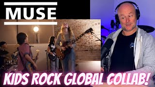 Drum Teacher Reacts: Muse  Hysteria / KIDS ROCK FOR KIDS Global Collab (Feat. YOYOKA!)