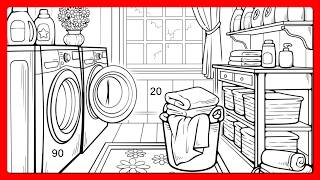 Color by Number Perfectly Organized Laundry Room Color Oasis app Paint by Number #coloringbook screenshot 2