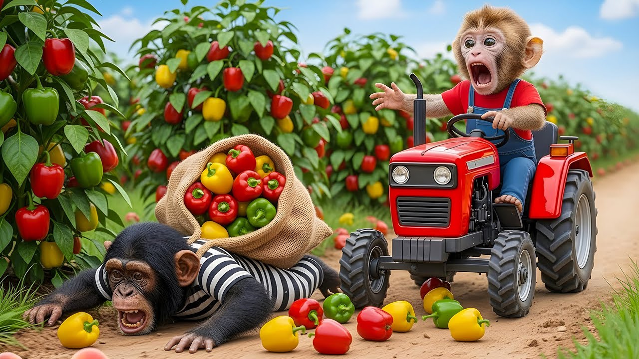 Перечный сад в полном хаосе! ​​Обезьянка Коко спасает кролика из реки 🌶️🐒🐰