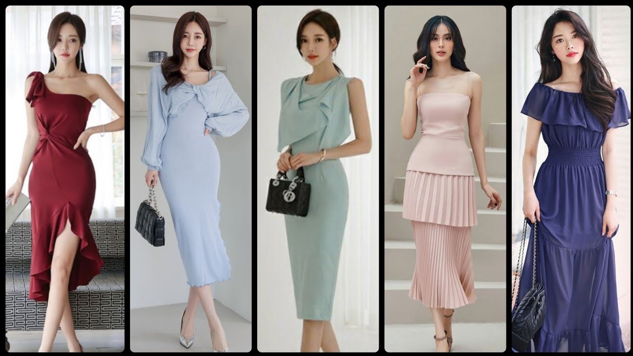 Vestidos coreanos / Vestidos coreanos casuales Ideas de vestidos largos ajustados - YouTube