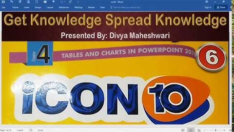 COMPUTER ICON 10 PART-1 CLASS-6 CH-4 TABLES AND CHARTS IN POWERPOINT