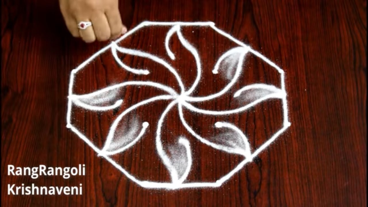 RangRangoli Krishnaveni: 4*2*2 dots Easy Daily Rangoli | Simple Muggulu | Easy 4 dots Kolam