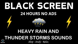 🔴 Heavy Rain and Thunder Sounds for Sleeping - Black Screen | Thunderstorm for Relaxing Sleep