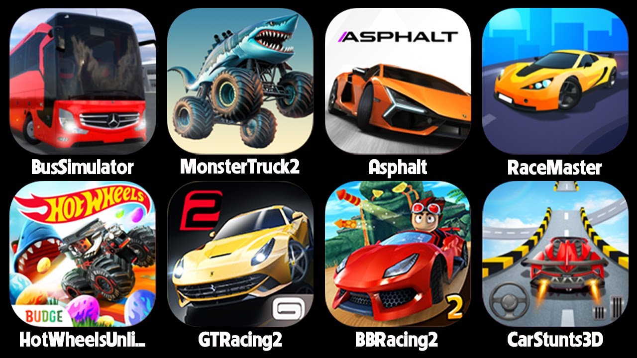Race Master 3D,Bus Simulator,BB Racing 2,GT Racing 2,Hot Wheels Race Off,Car Stunts 3D,Asphalt 9