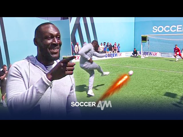 Stormzy SMASHES in his penalty! | Soccer AM Pro AM class=