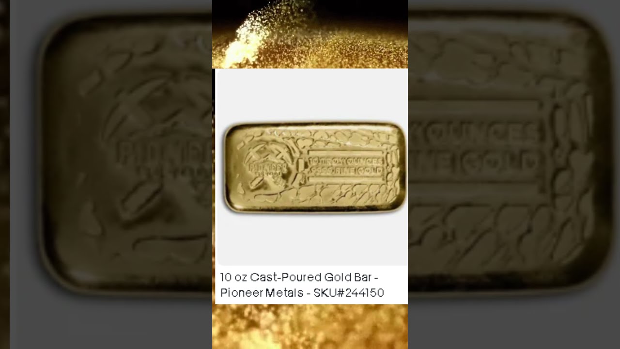 10 Oz Cast Poured Gold Bar Pioneer Metals SKU 244150