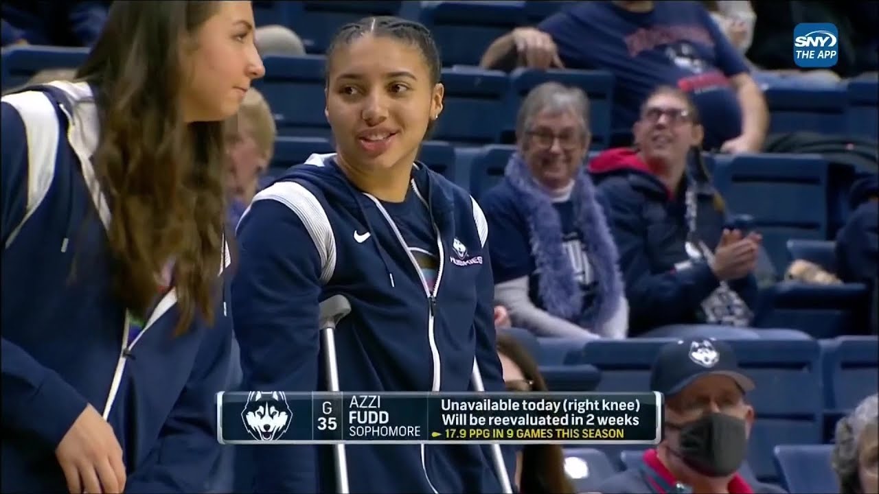 UPDATE Azzi Fudd In CRUTCHES From Knee Injury 5 UConn Huskies Women
