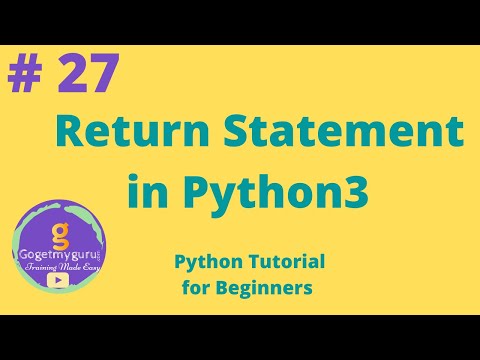 # 27 Return Statement in Python3 | Python Tutorial for Beginners